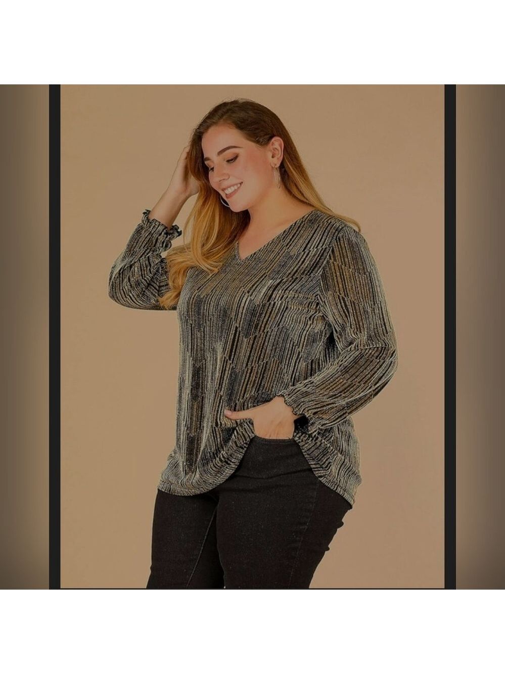 Agnes Orinda | Women's Plus Size Metallic Top | Size 3X - Picture 5 of 15